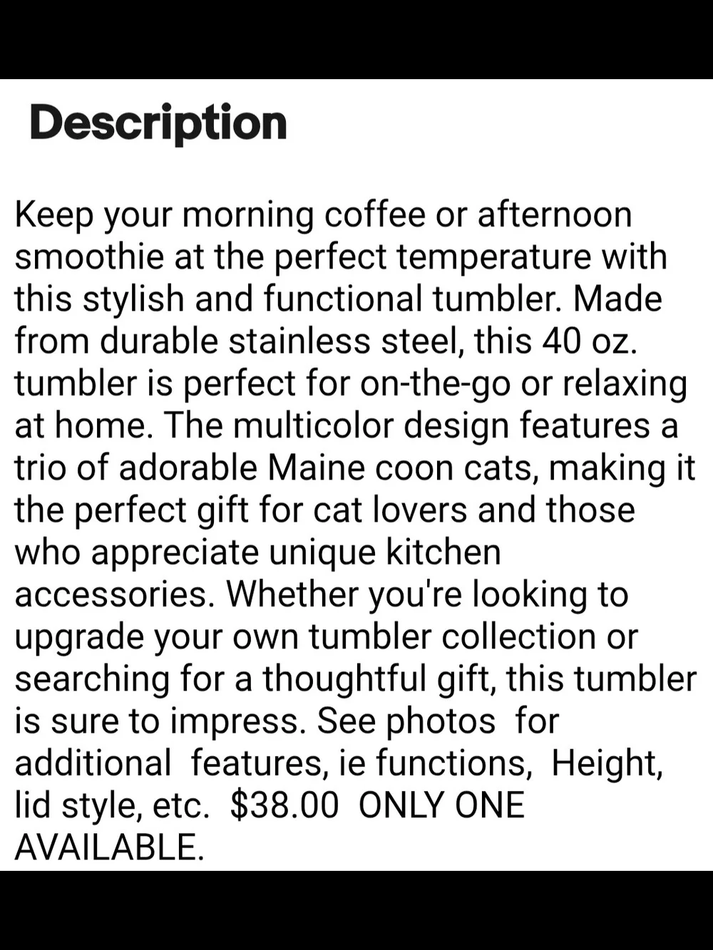 Maine Coon Cat Trio 40 Oz. Stainless Steel Tumbler - Brown Cat Print $38.00